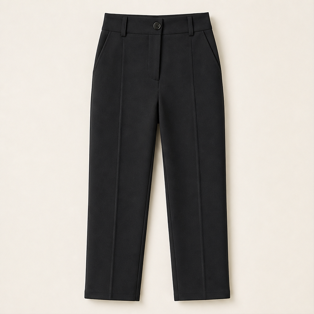 Vallenza – Pantaloni Cropped Sartoriali a Vita Alta Black