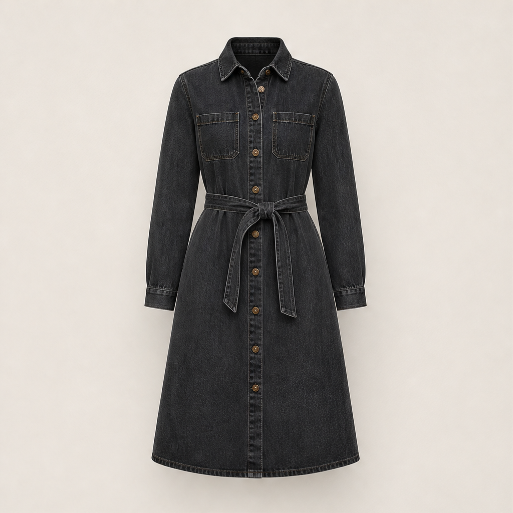 Camberlin – Abito Chemisier in Denim con Cintura Black