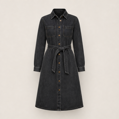 Camberlin – Abito Chemisier in Denim con Cintura Black