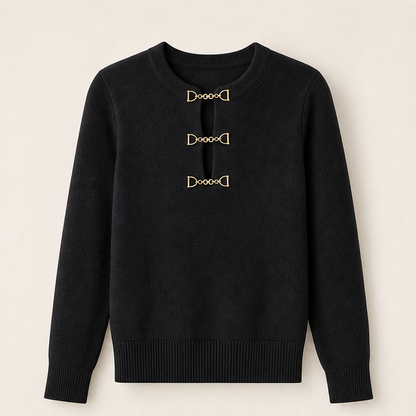 Voralia – Maglia Costine con Fibbie Dorate Black
