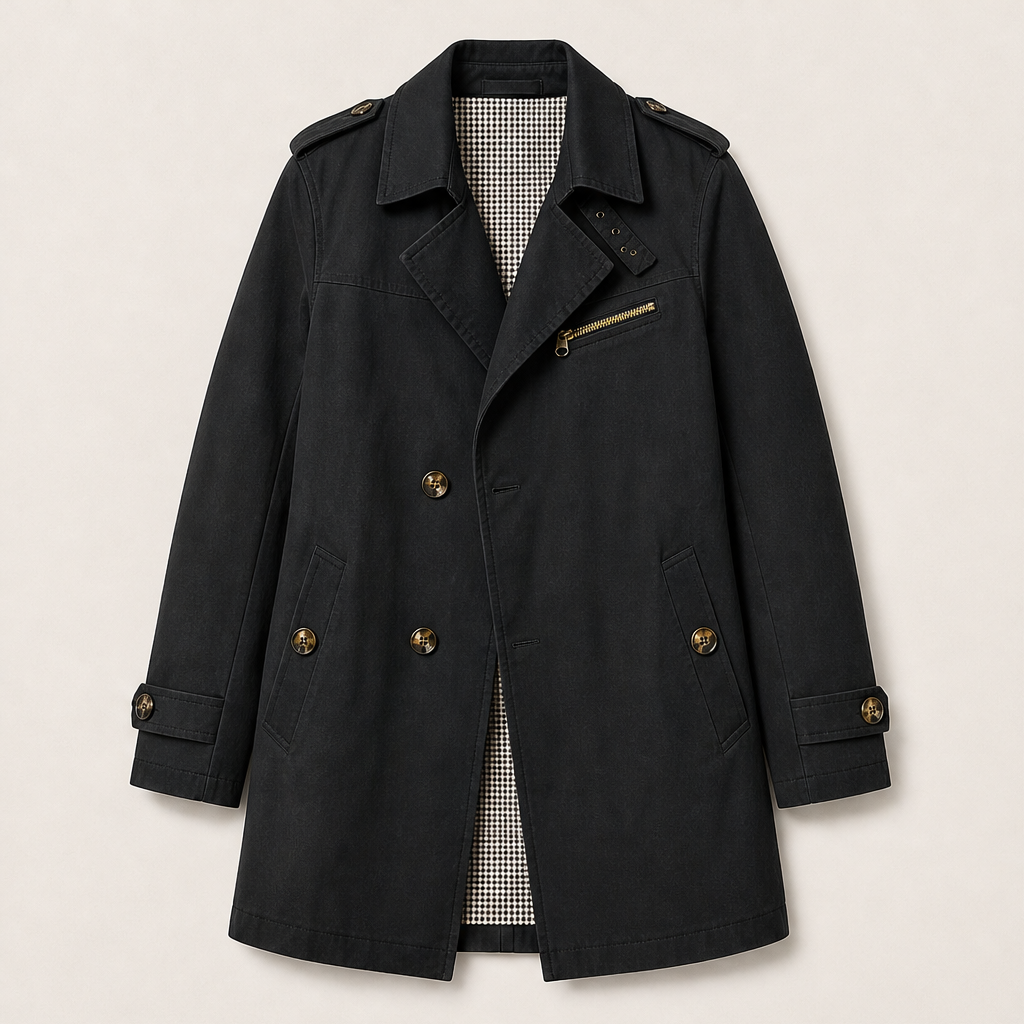 Milvora – Giacca Lunga in Cotone Lavato Black
