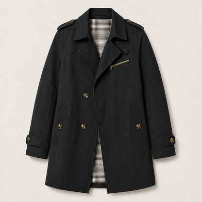 Milvora – Giacca Lunga in Cotone Lavato Black