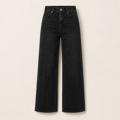 Velmora – Jeans a Gamba Larga Vita Alta Black