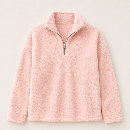Morvelle – Felpa in Pile con Zip Corta Pink