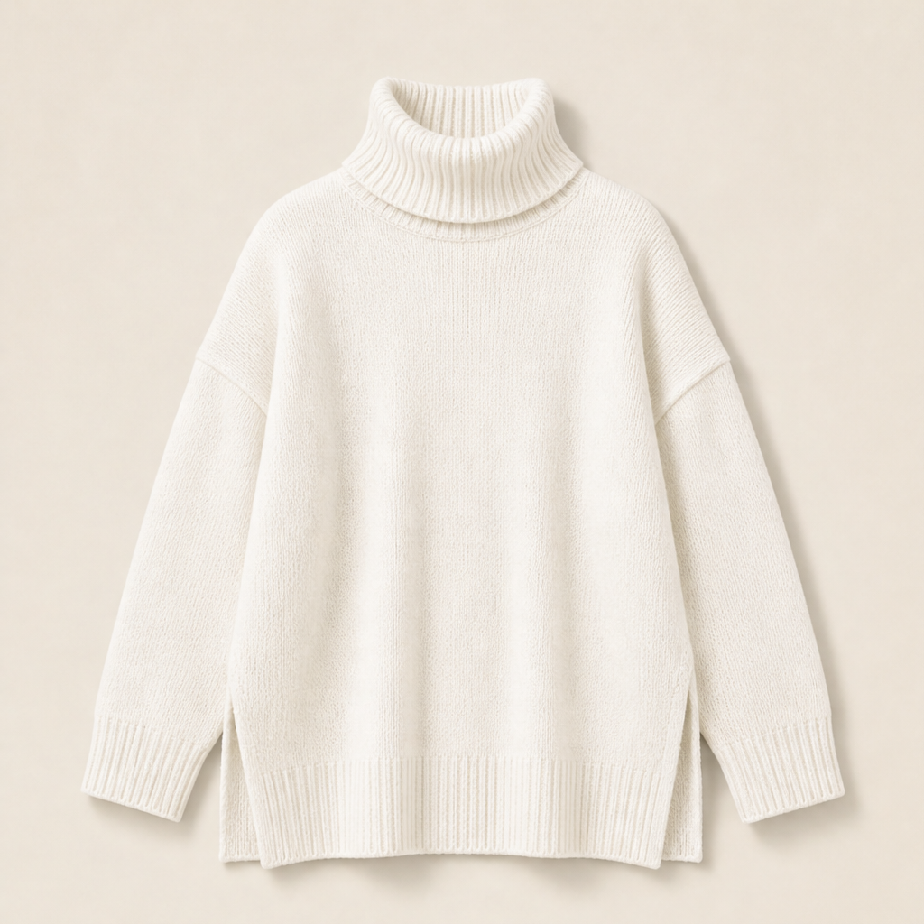 Morvelle – Maglione Oversize a Collo Alto Beige