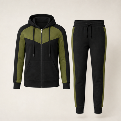 Velmora – Tuta Color-Block con Cappuccio, Due Pezzi Green