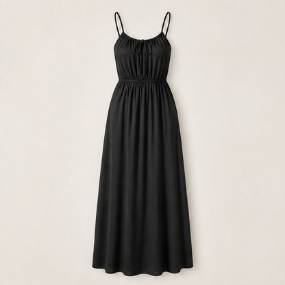 Voliera – Abito Lungo con Coulisse Regolabile Black