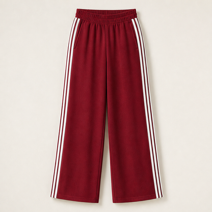 Varenzo – Pantaloni Sportivi a Gamba Larga con Righe Burgundy