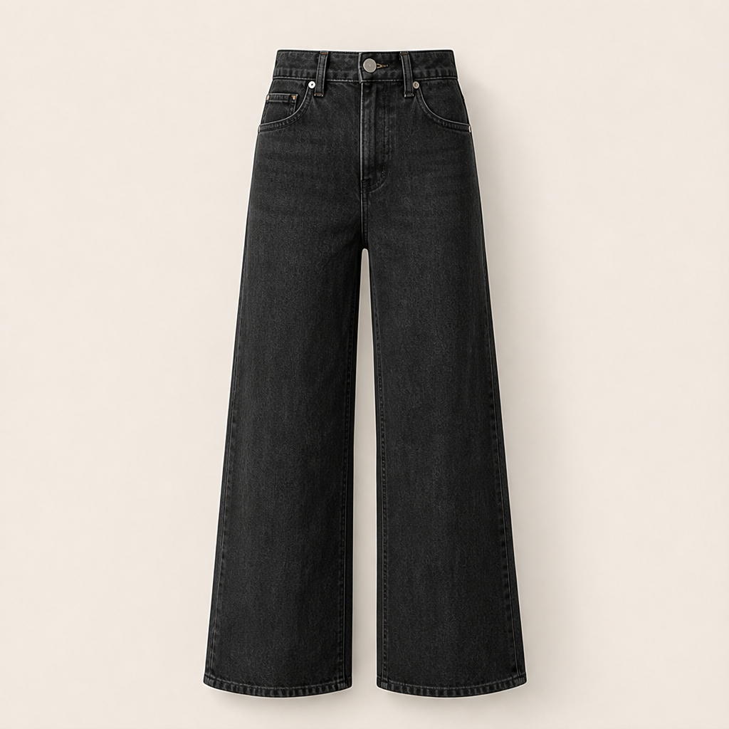 Velarosa – Jeans a Gamba Larga Vita Alta Black