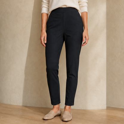 Venalia – Pantaloni Vita Alta con Tasche Zip Black