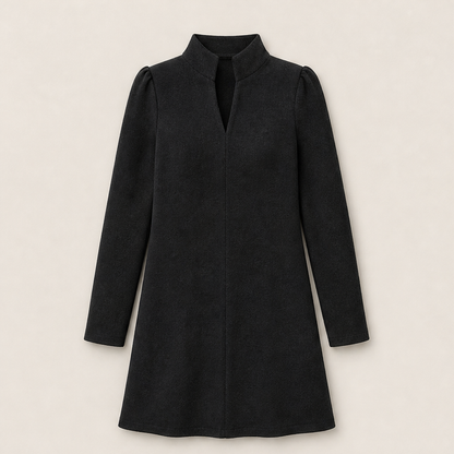 Novarra – Abito Scollo a V Collo Alto Manica Lunga Black