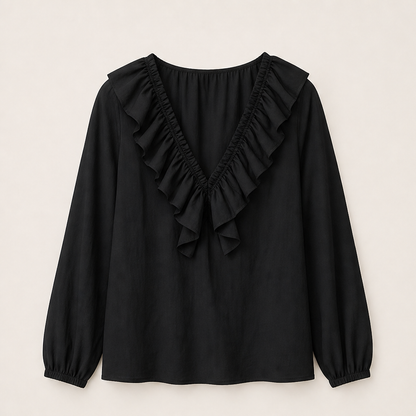 Velmora – Camicetta con Scollo a V e Rouches Black