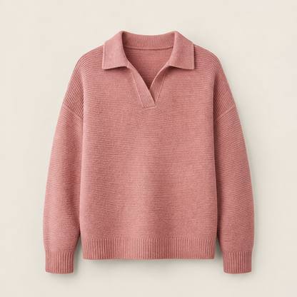 Novarello – Maglione Girocollo a Polo in Maglia Mocha Bean