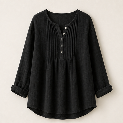 Moravia – Camicetta Plissé Collo Henley Black