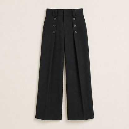 Varonne – Pantaloni a Vita Alta con Doppia Bottoniera Black