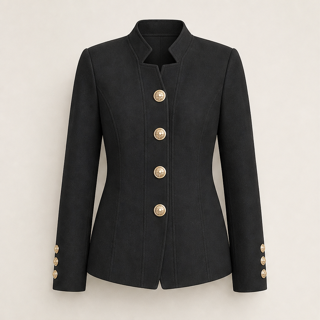 Corselia – Blazer Slim Fit con Collo alla Coreana Black