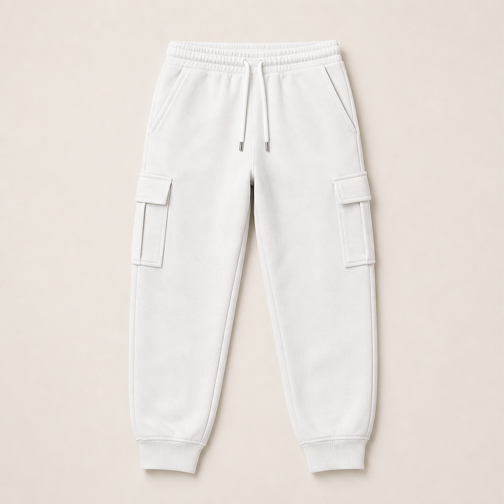 Varelio – Jogger Cargo Comodi con Coulisse White