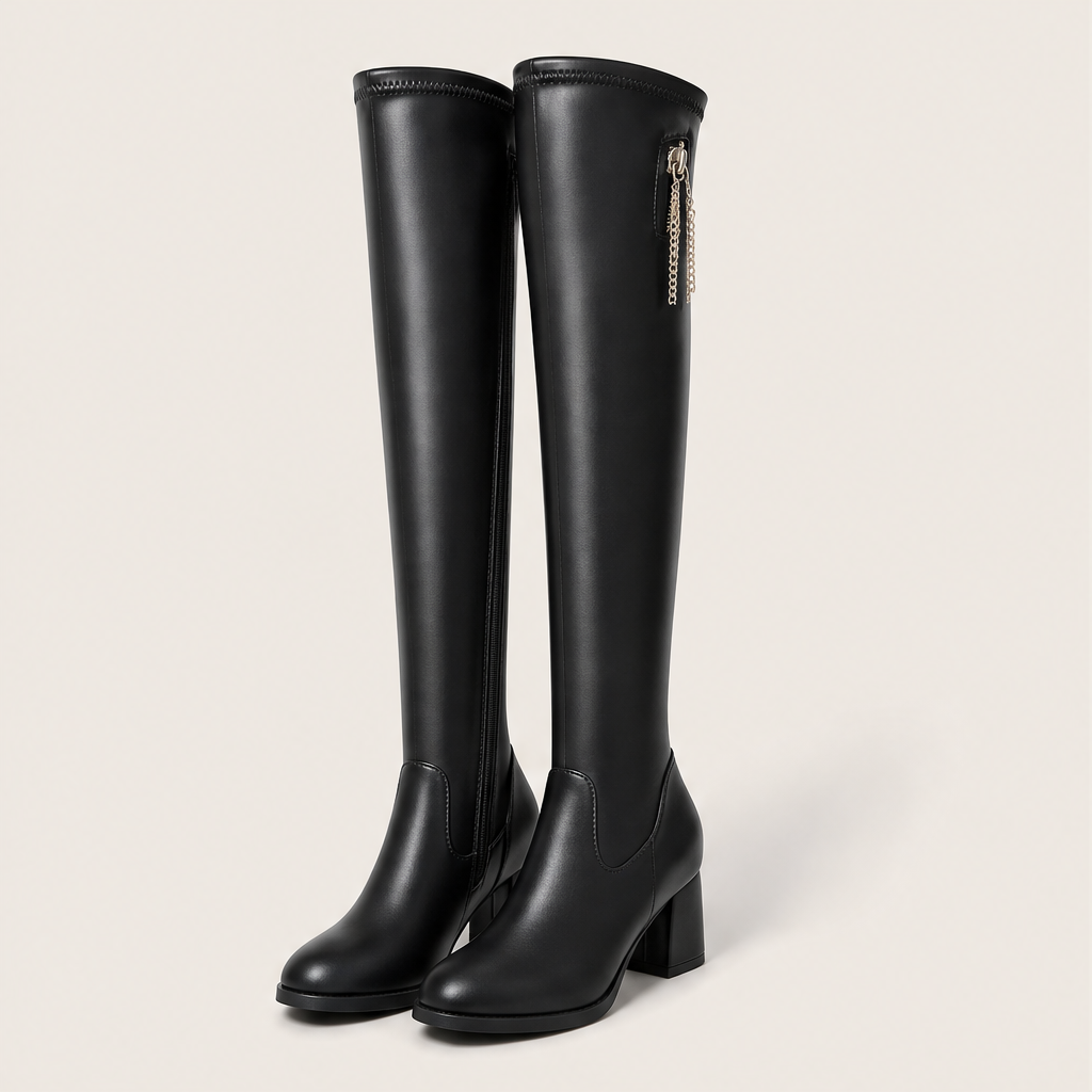 Venalia – Stivali Elasticizzati Sopra il Ginocchio Black
