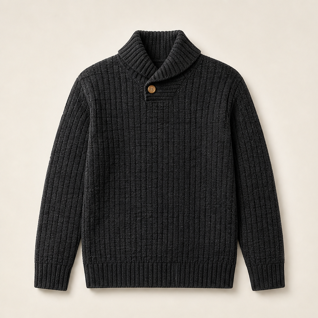 Vellara – Pullover in Maglia Testurizzata con Colletto Black