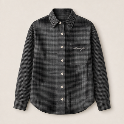 Verraco – Camicia a Quadretti con Orlo Curvo Black