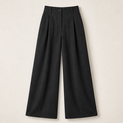 Voliera – Pantaloni Sartoriali a Vita Alta Gamba Larga Black