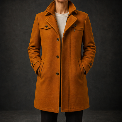 Varonio – Cappotto in Lana con Bottoni Rust