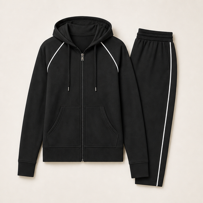 Velomia – Felpa con Zip e Pantaloni Tuta Set Due Pezzi Black