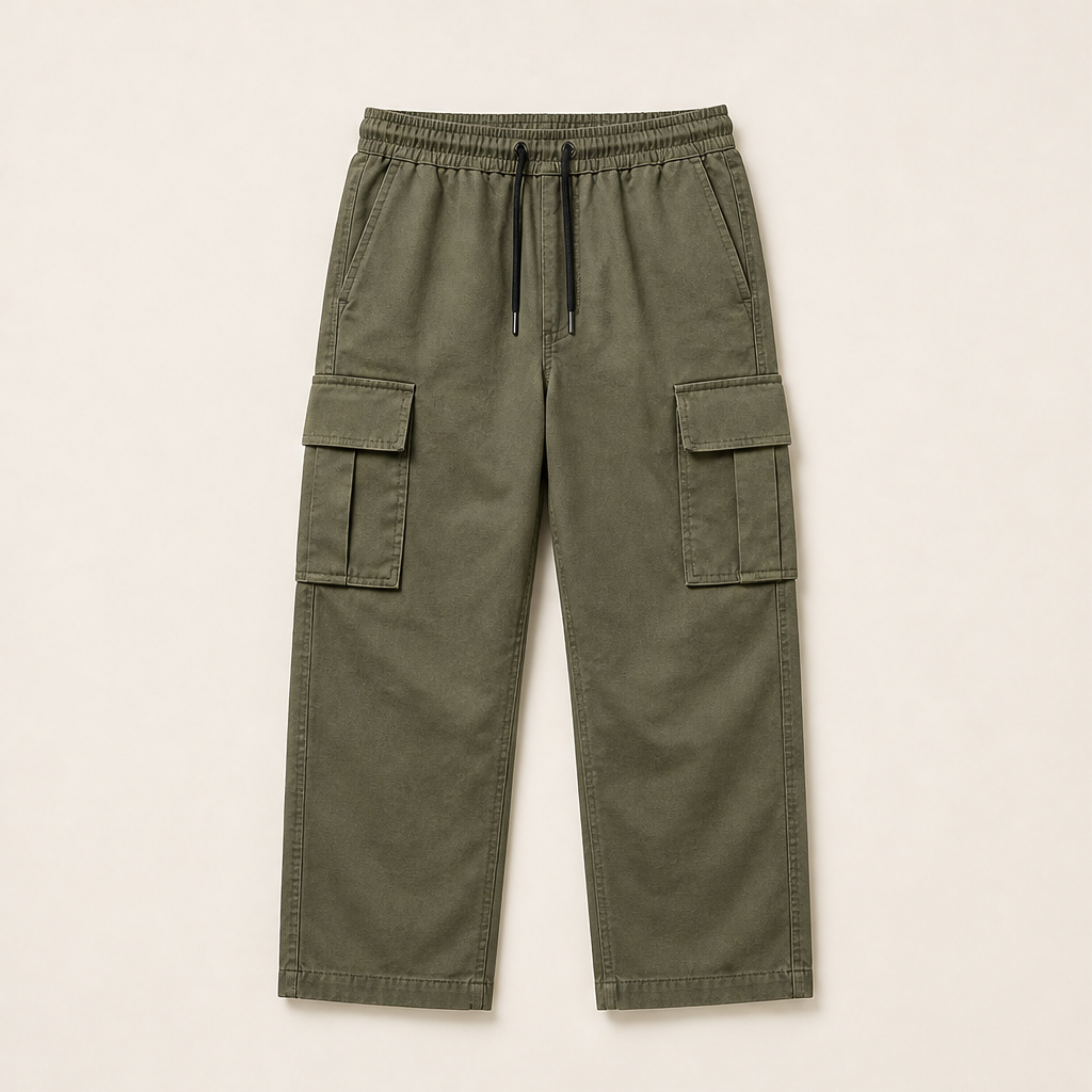Varenzo – Pantaloni Cargo Comodi Multitasche Olive