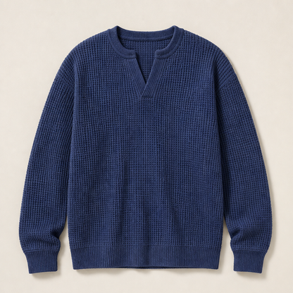 Vaffelo – Maglia a Maniche Lunghe Effetto Waffle Navy