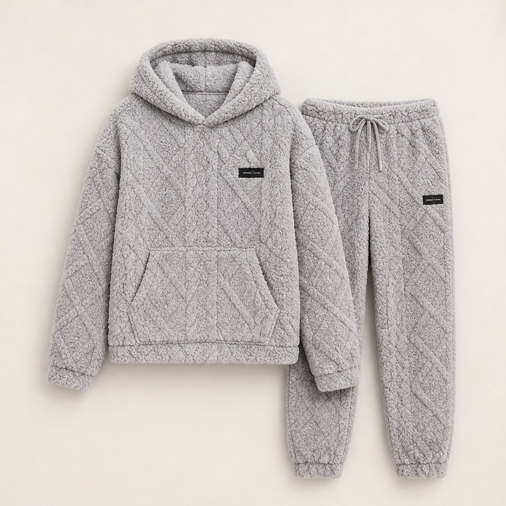 Morbento – Completo Felpa e Pantaloni Effetto Peluche Grey