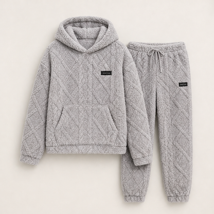 Morbento – Completo Felpa e Pantaloni Effetto Peluche Grey