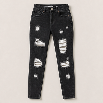 Varenza – Jeans Skinny a Vita Alta Strappati Black