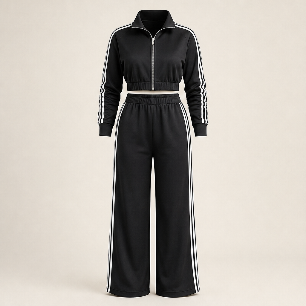 Vezano – Tuta Due Pezzi a Righe con Zip Black
