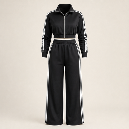 Vezano – Tuta Due Pezzi a Righe con Zip Black