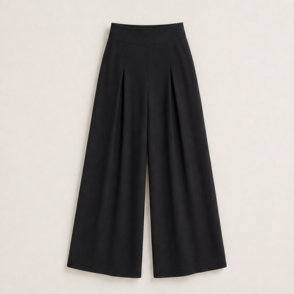 Velorene – Pantaloni Palazzo a Vita Alta Plissettati Black