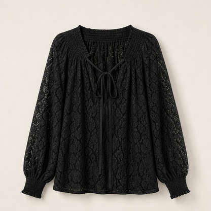 Veluria – Blusa in Pizzo con Coulisse Black