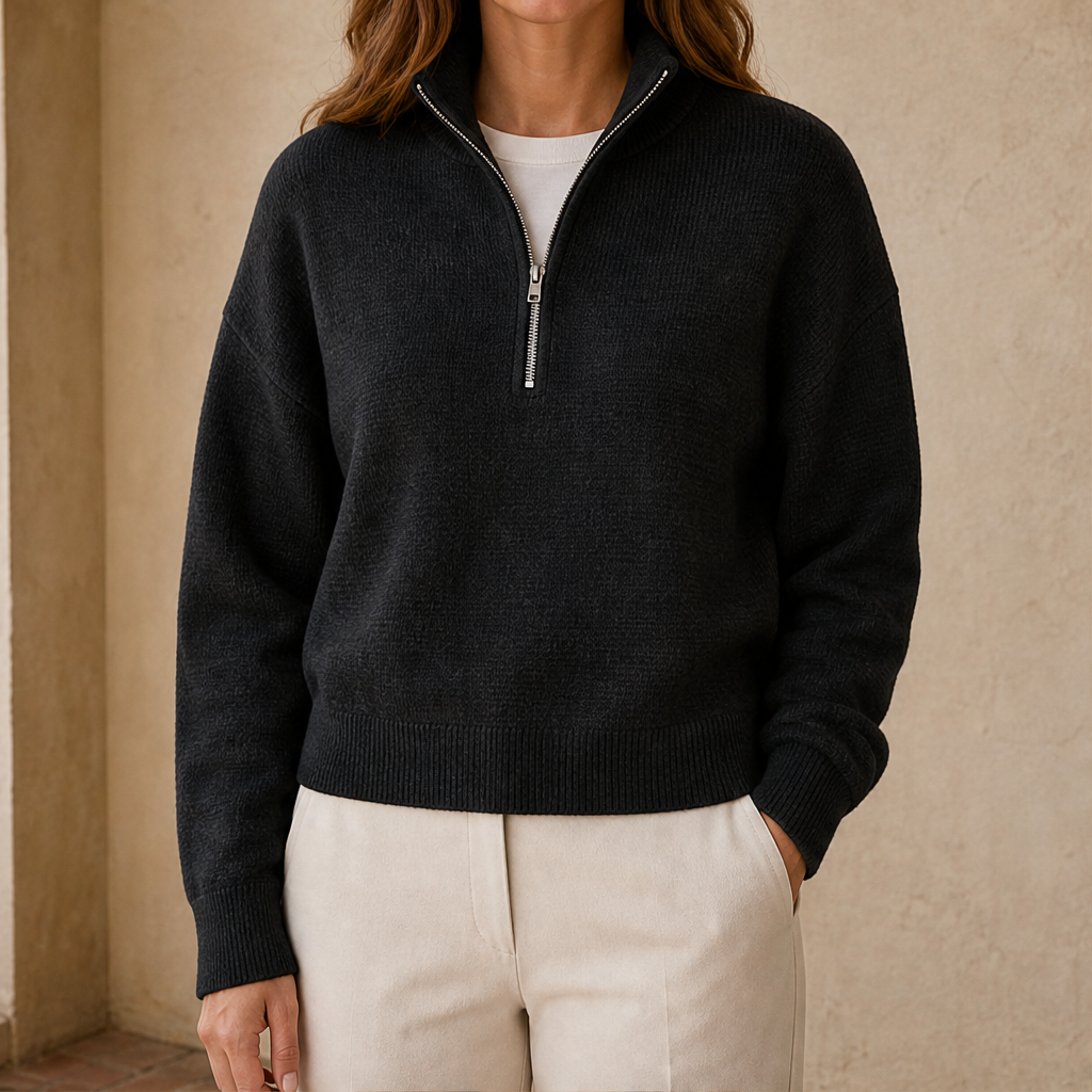 Varonne – Maglione Mezza Zip Comfort Black