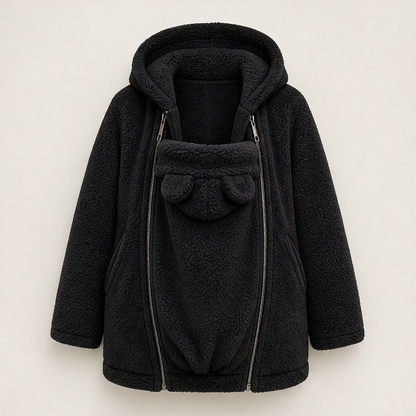 Marsupino – Giacca in Pile Porta Bebè Canguro Black
