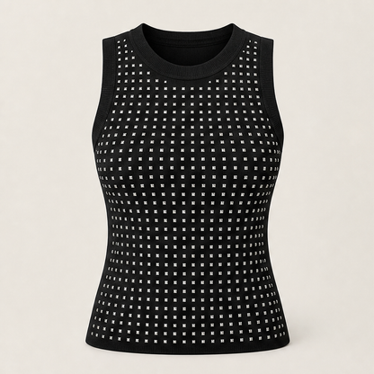 Lucenza – Canotta Aderente Strass Glitter Black
