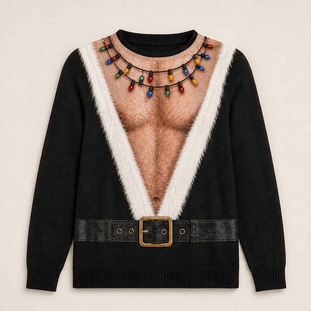 Novalio – Maglione Natalizio Stampa Babbo Natale Black