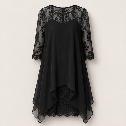 Lorentia – Abito Asimmetrico con Pizzo Black