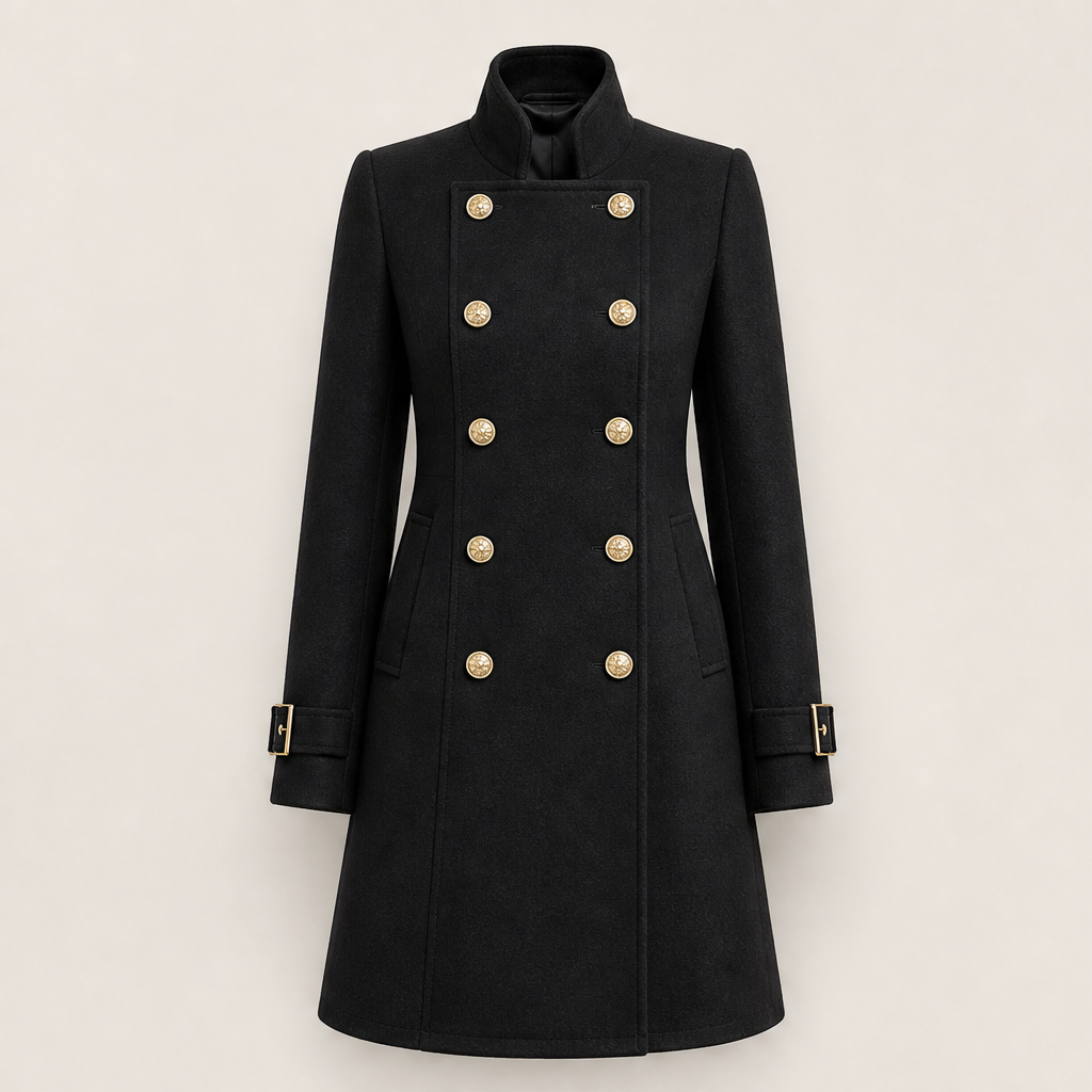 Verlano – Cappotto Doppiopetto Collo Alla Coreana Black