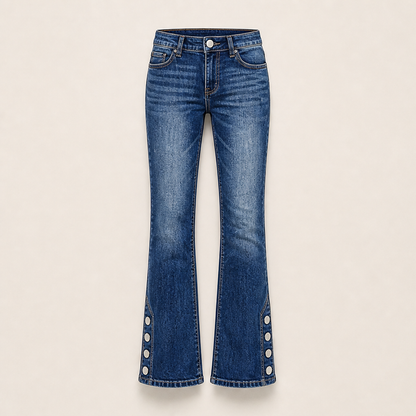 Velmora – Jeans Slim Fit con Bottoni sull'Orlo Blue