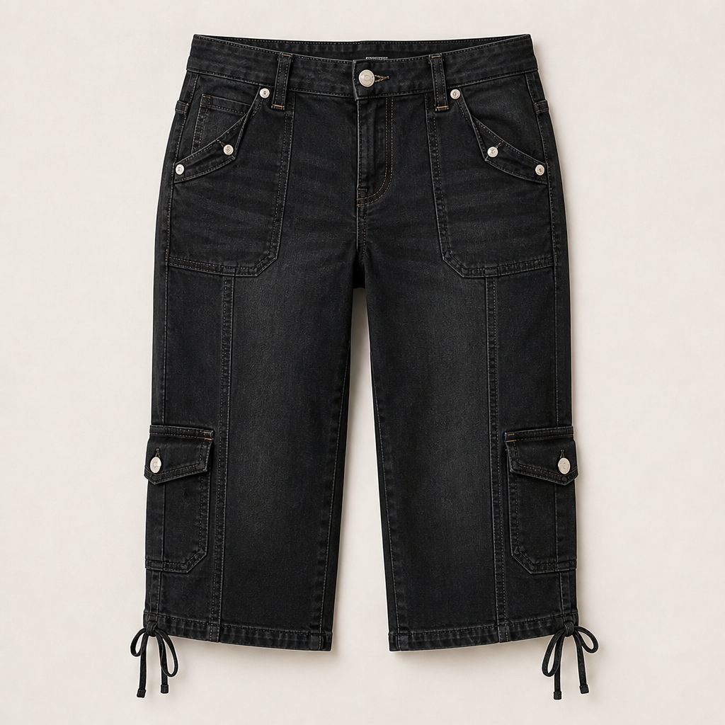 Varonella – Jeans Capri Gamba Dritta con Tasconi Black