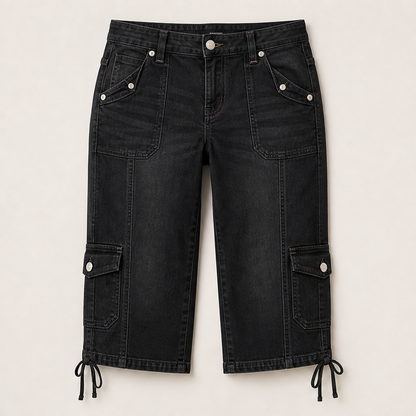 Varonella – Jeans Capri Gamba Dritta con Tasconi Black