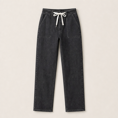 Denvara – Pantaloni Jogger in Denim con Coulisse Black