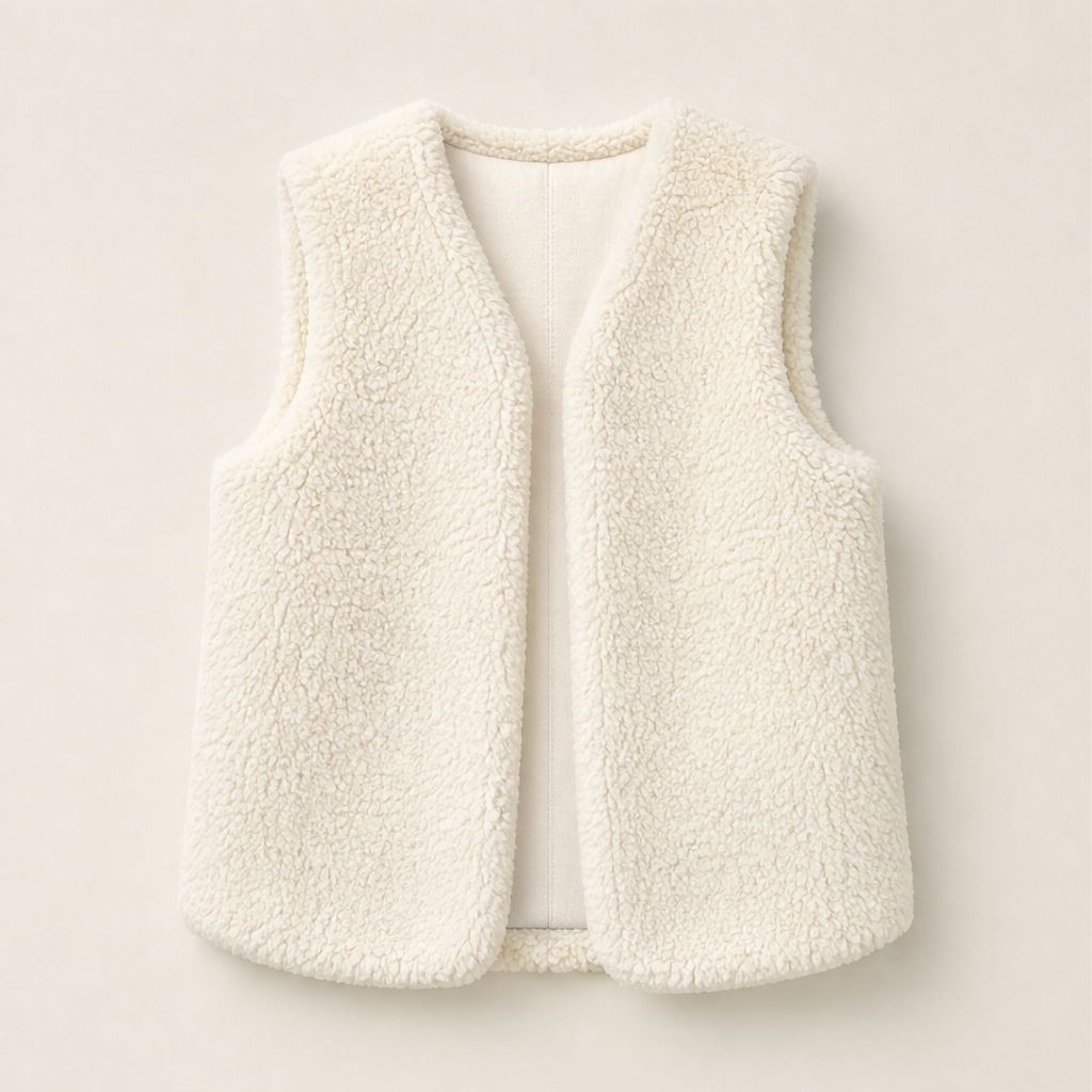 Orsolana – Gilet in Teddy Senza Maniche Cream