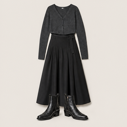 Velmara – Stivaletti Texani Ricamati in Pelle Black