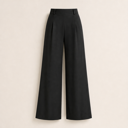 Velmora – Pantaloni Sartoriali a Vita Alta Gamba Larga Black