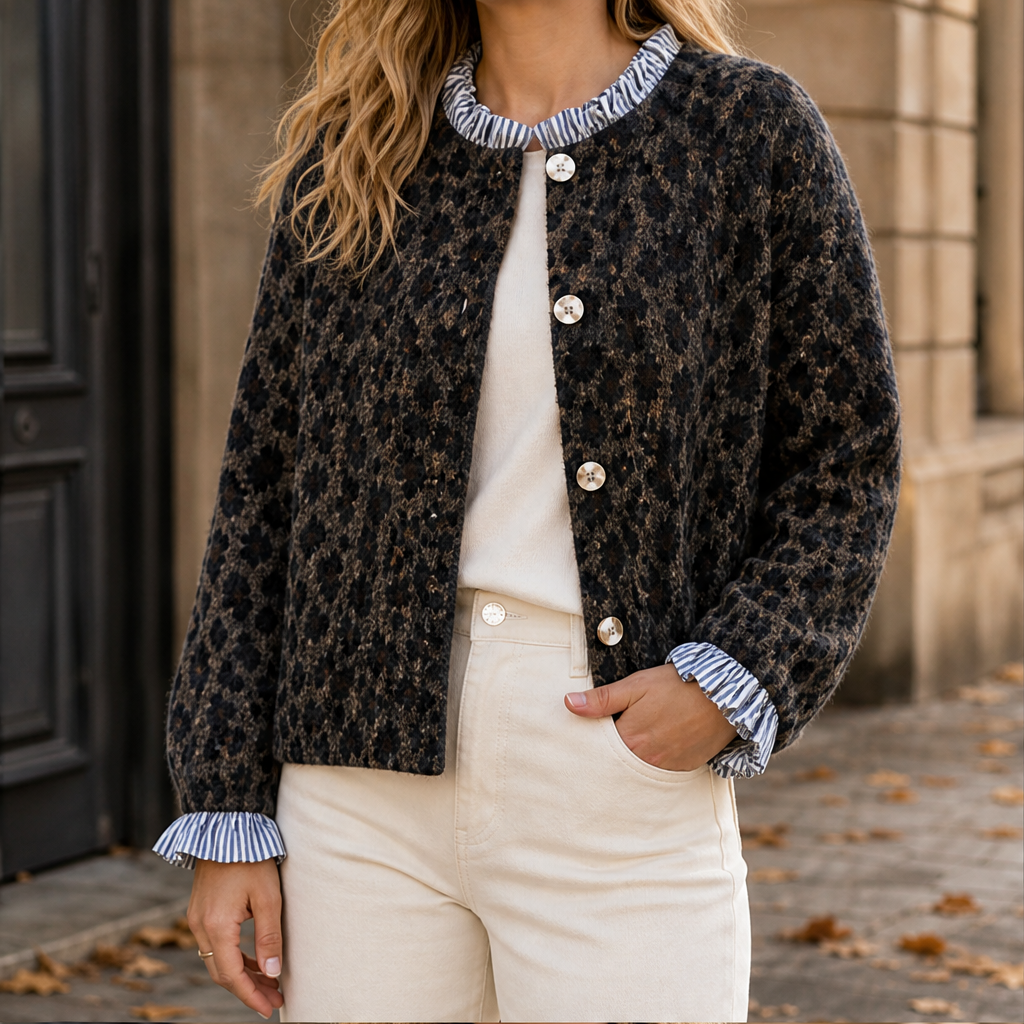 Velmara – Cardigan Leopardato a Maniche Lunghe Black